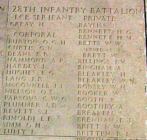 bonsey william hollington on the villers bretonneux memorial france, phot by misty on find a grave