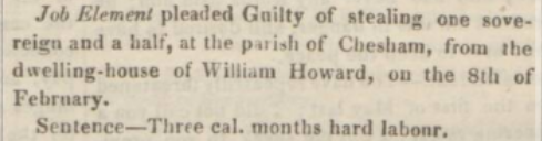 job element article in bucks herald sat 12 mar 1842