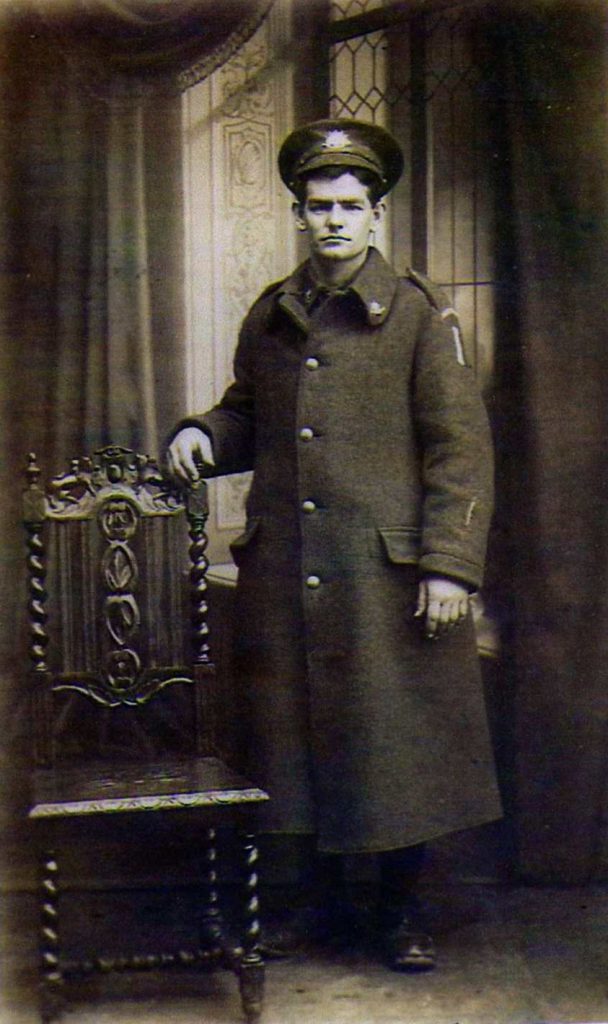 Victor Ellement front of postcard sent home during WWI